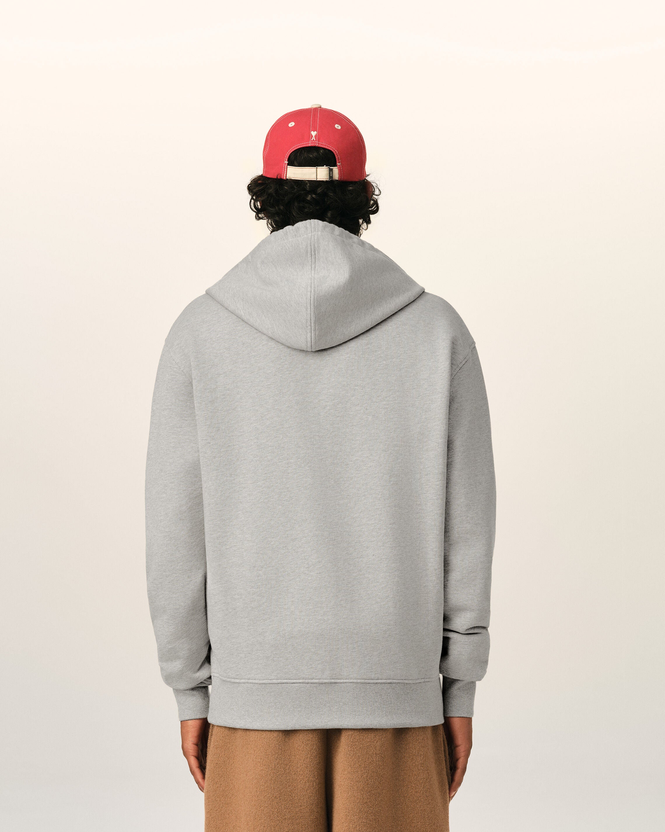 AMI PARIS グレー フード付きパーカー HEATHER ASH GREY Grey Cotton Zipped Ami De Coeur Hoodie | AMI PARIS