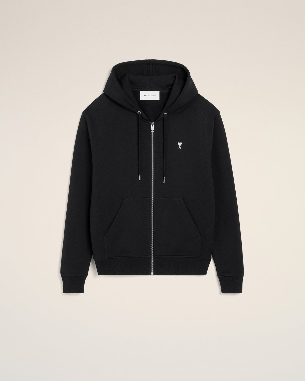 Black Cotton Ami De Coeur Zipped Hoodie - 1