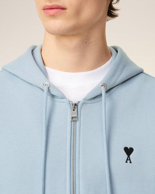 Hoodie Bleu Zippé Ami De Coeur En Coton - 4 - Ami Paris