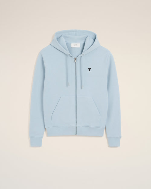Hoodie Bleu Zippé Ami De Coeur En Coton - 1 - Ami Paris