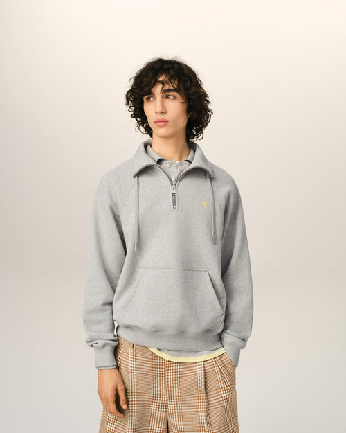 Grey Cotton Ami De Coeur Sweatshirt - 1 - Ami Paris