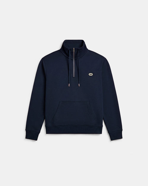 Blauer Sweatshirt mit Reißverschluss und Ami Patch aus Baumwolle - Herren - 1 - AMI Paris - Ami Paris