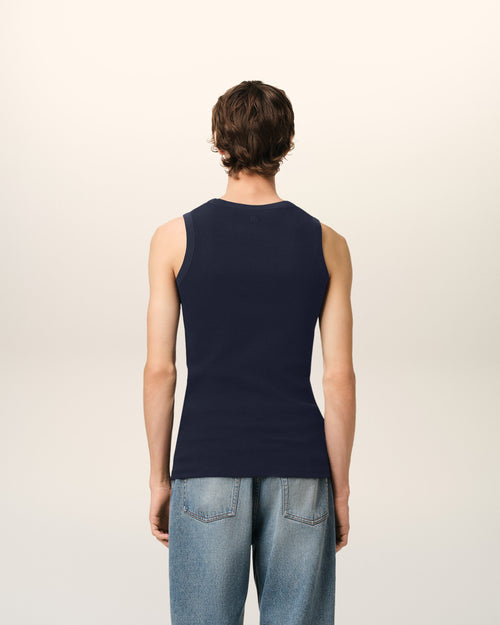 Navy Cotton Rib Ami de Coeur Tanktop - 5 - Ami Paris