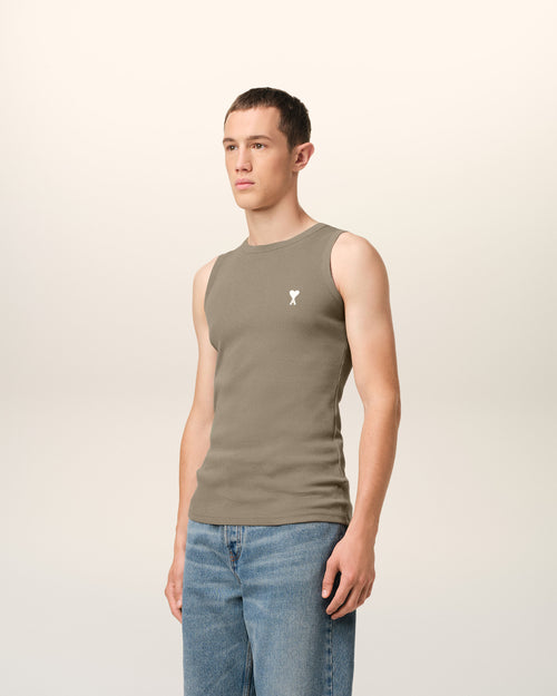 Green Cotton Rib Ami de Coeur Tanktop - 6 - Ami Paris