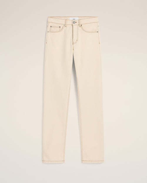 Jean Beige Coupe Classique En Coton - 1 - Ami Paris
