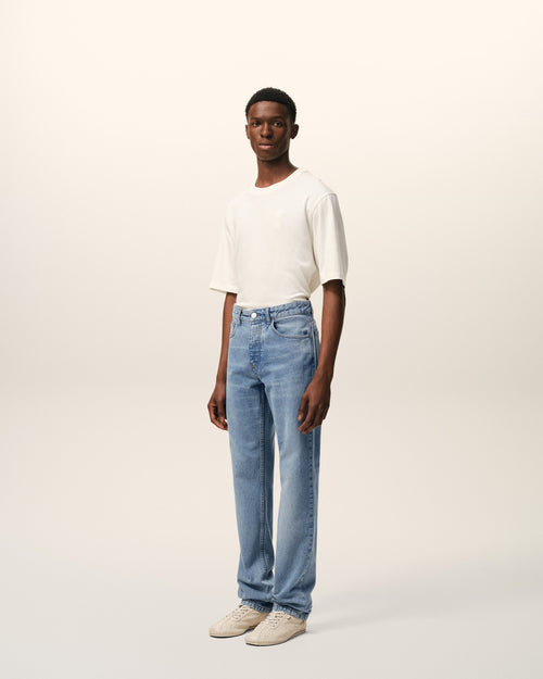 Jean Bleu Coupe Classique en Coton - 6 - Ami Paris