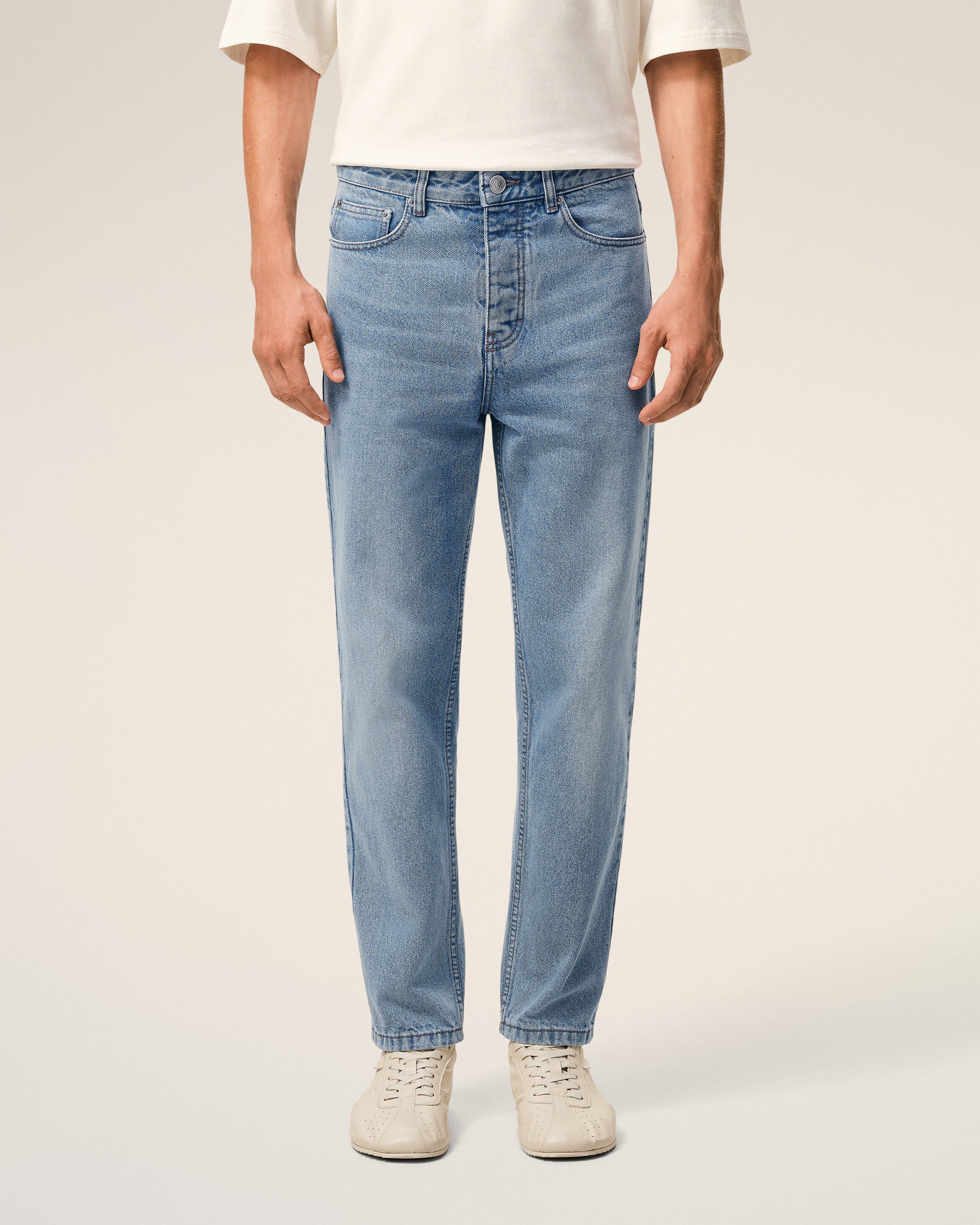 Blue Cotton Tapered Fit Jeans - 3