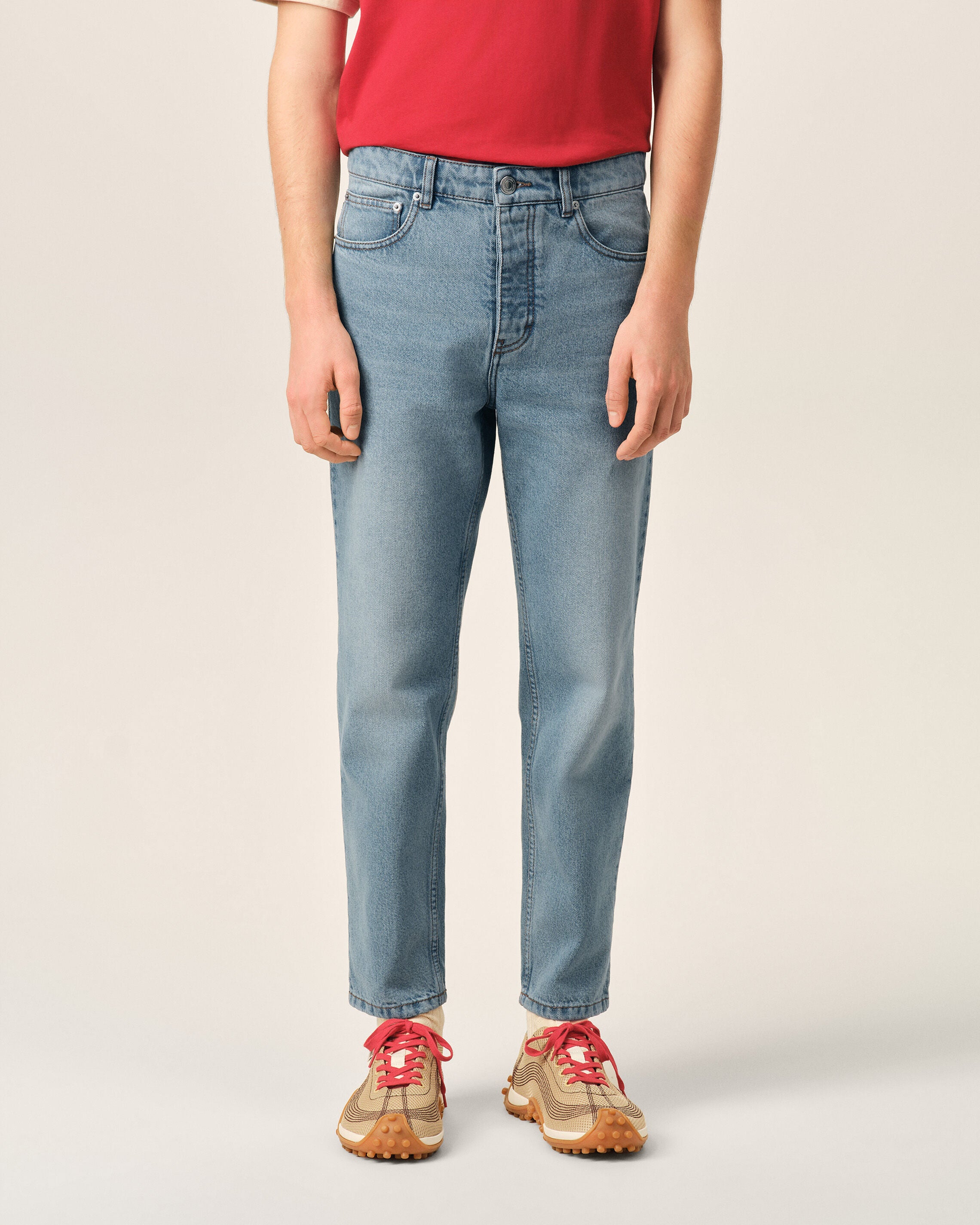Blue tapered-fit cotton jeans - 3