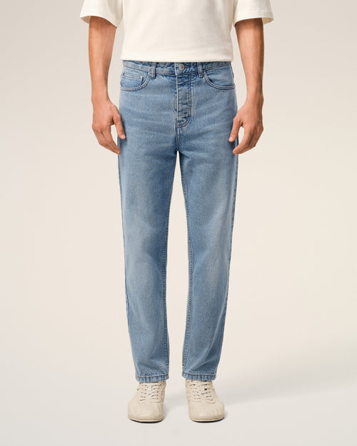 Jean Bleu Coupe Tapered en Coton - Homme - 3 - AMI Paris - Ami Paris