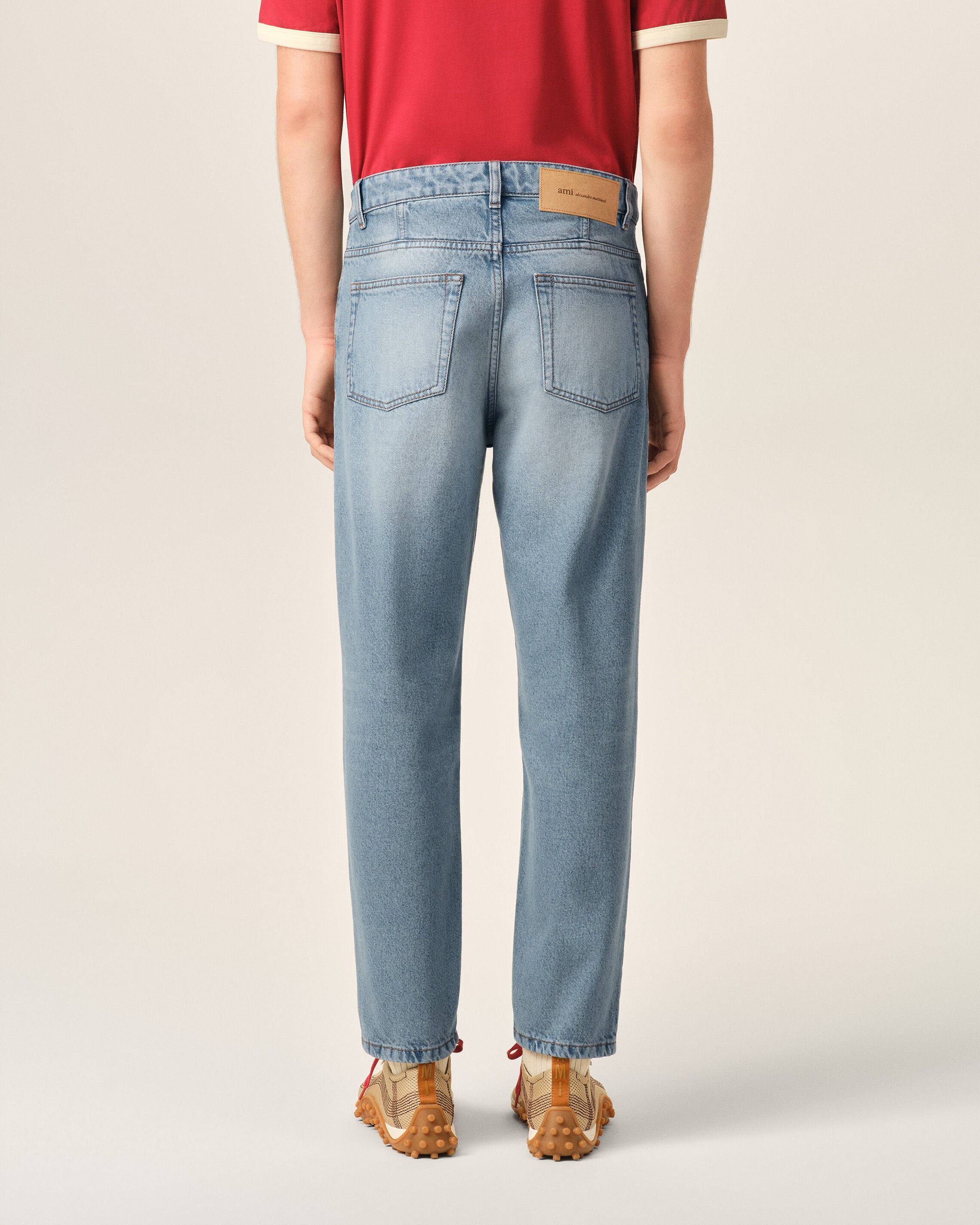 Blue tapered-fit cotton jeans - 4