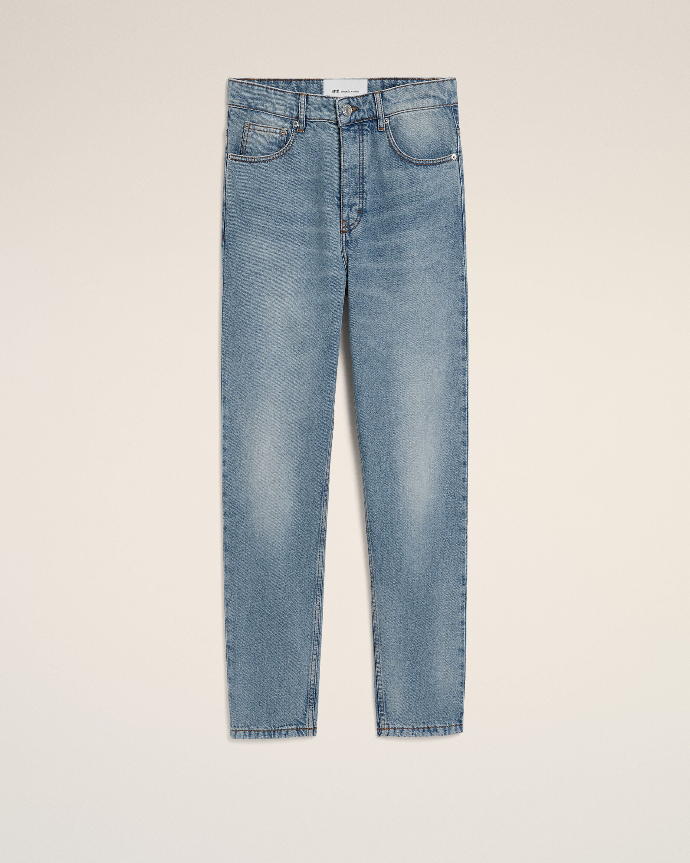 Blue tapered-fit cotton jeans - 1