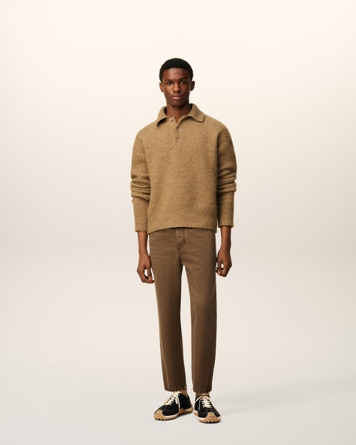 Brown Cotton Tapered Fit Jeans - 1 - Ami Paris