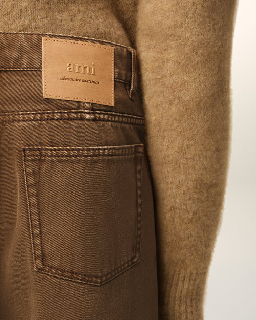 Brown Cotton Tapered Fit Jeans - 5 - Ami Paris