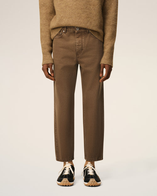 Brown Cotton Tapered Fit Jeans - 3 - Ami Paris