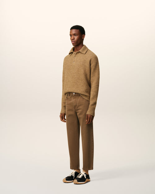 Brown Cotton Tapered Fit Jeans - 6 - Ami Paris