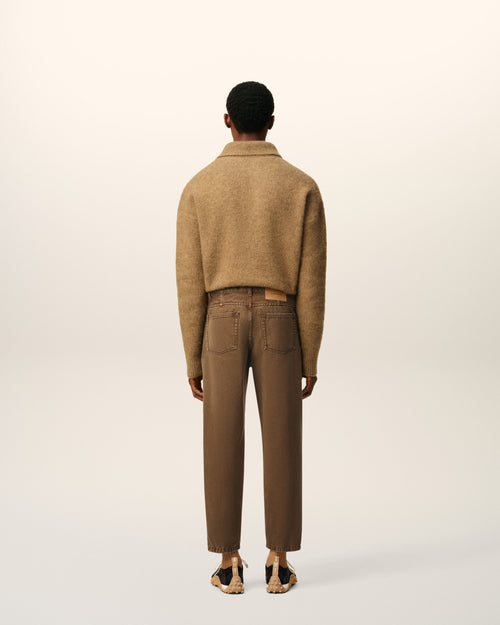 Brown Cotton Tapered Fit Jeans - 4 - Ami Paris