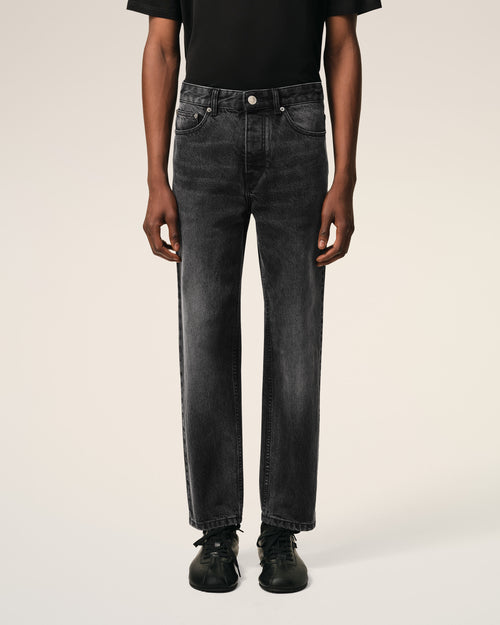 Vaquero de corte cónico de algodón negro - 3 - Ami Paris