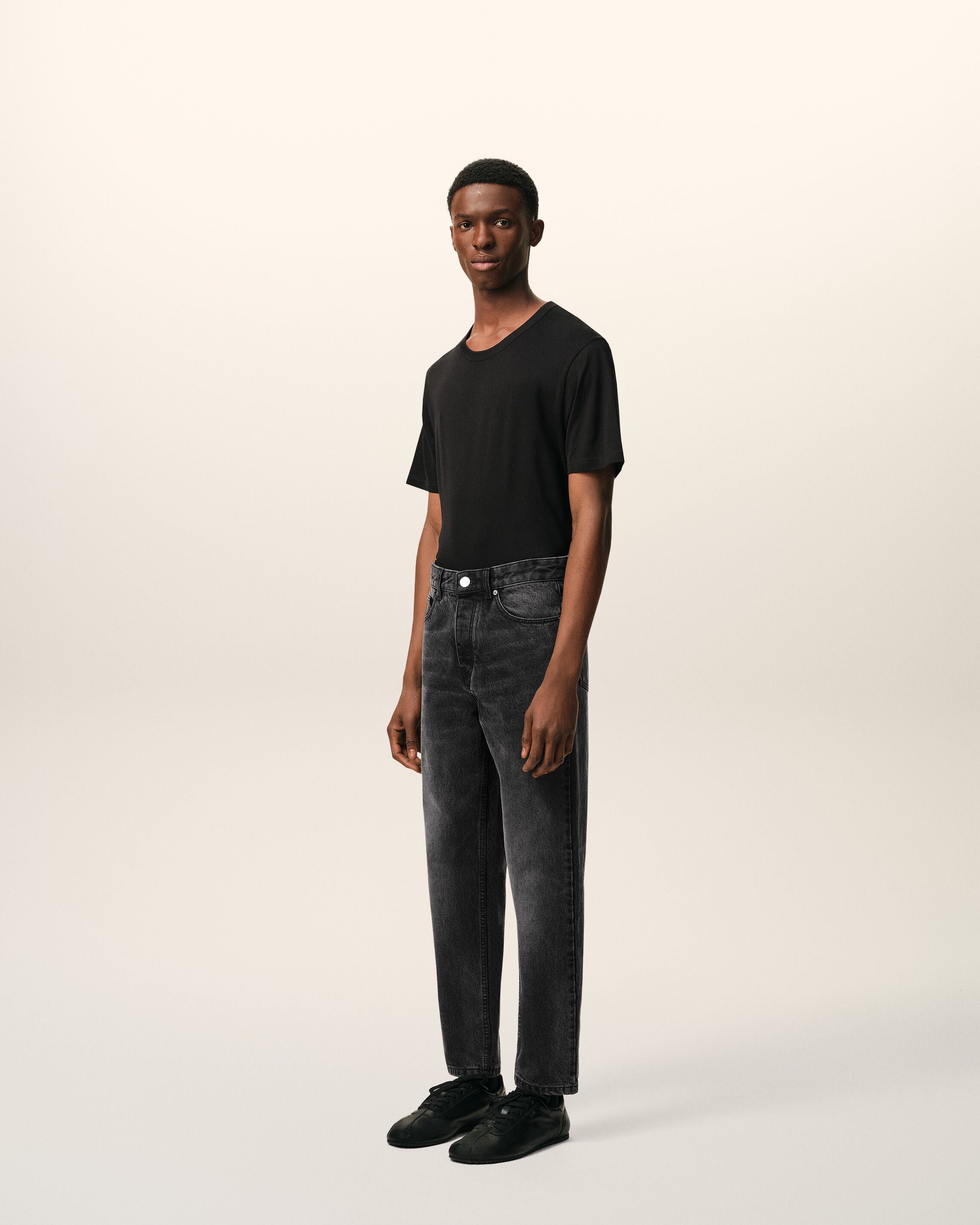 Black Cotton Tapered Fit Jeans - 6