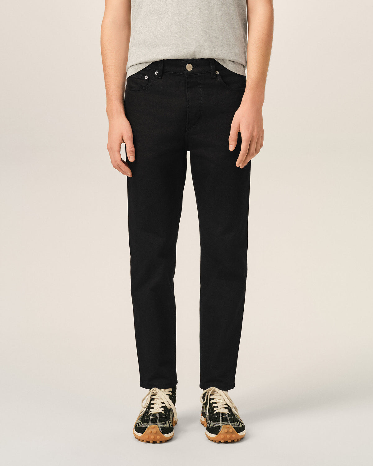 Black tapered-fit cotton jeans - 3