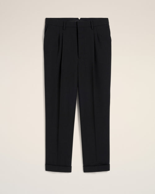 Pantalon Noir Carotte En Laine - NOIR - Ami Paris