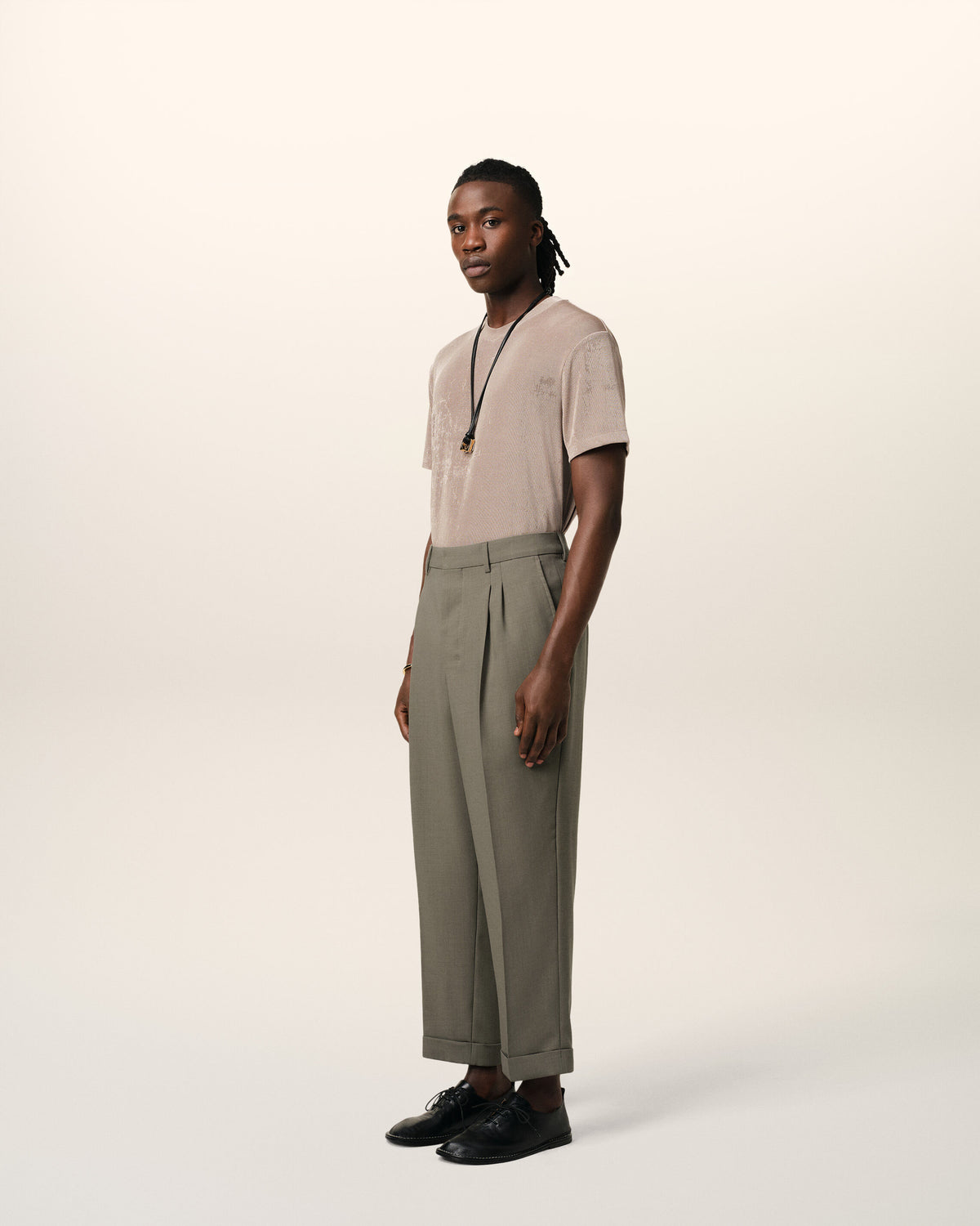 Pantalon Taupe Carotte En Laine - 6