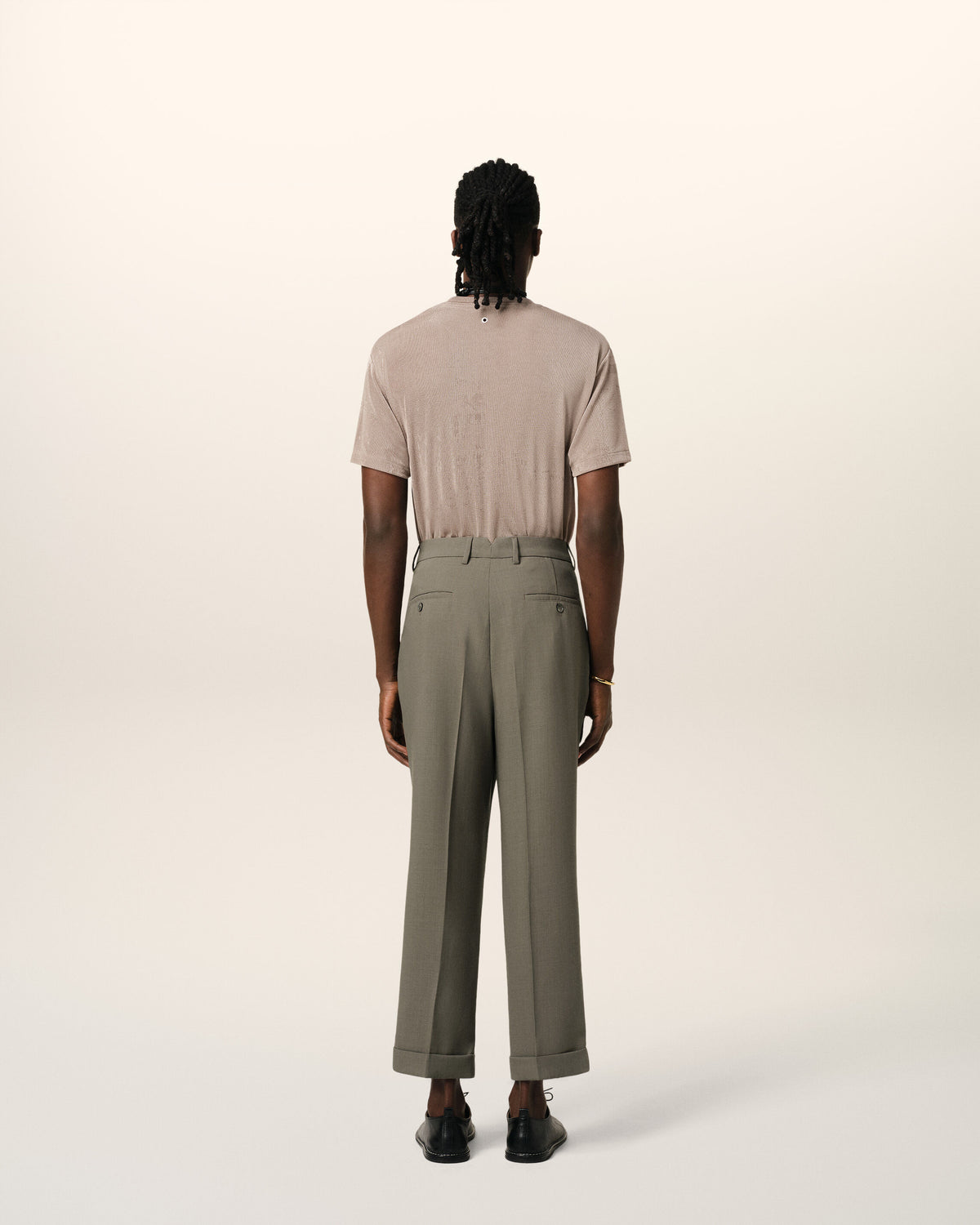 Pantalon Taupe Carotte En Laine - 4