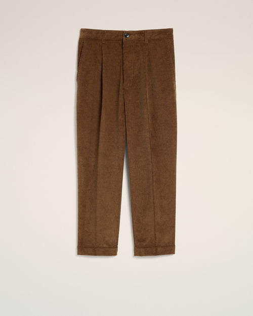 Pantalon marron coupe carotte en velours de coton - Homme - 1 - AMI Paris - Ami Paris