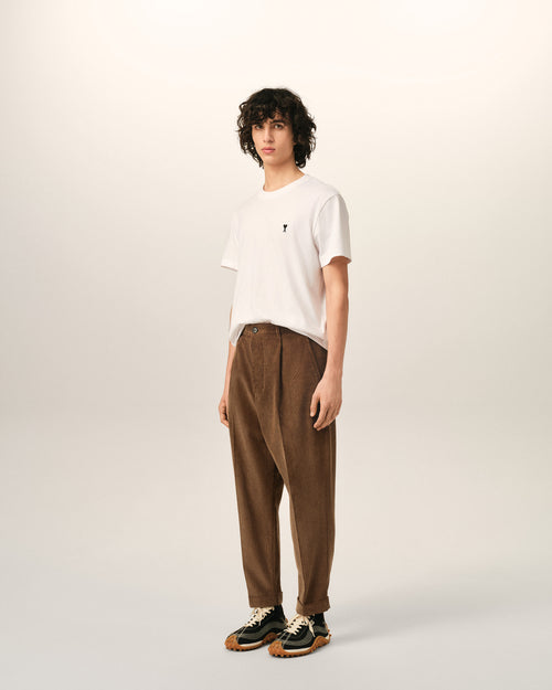 Pantalon marron coupe carotte en velours de coton - Homme - 6 - AMI Paris - Ami Paris