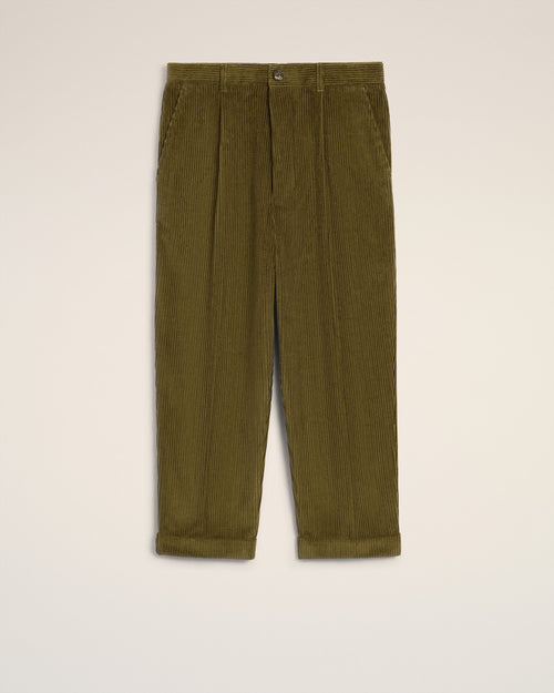 Green Cotton Carrot Corduroy Oversized Trousers - 2 - Ami Paris