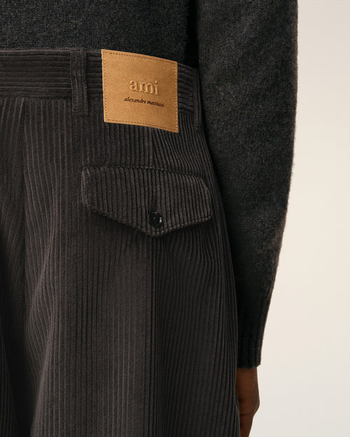 Black Cotton Carrot Oversized Trousers - 5 - Ami Paris