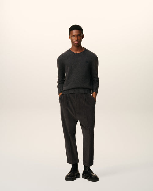 Black Cotton Carrot Oversized Trousers - 1 - Ami Paris