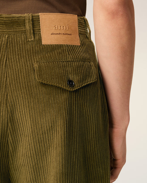Green Cotton Carrot Corduroy Oversized Trousers - 5 - Ami Paris