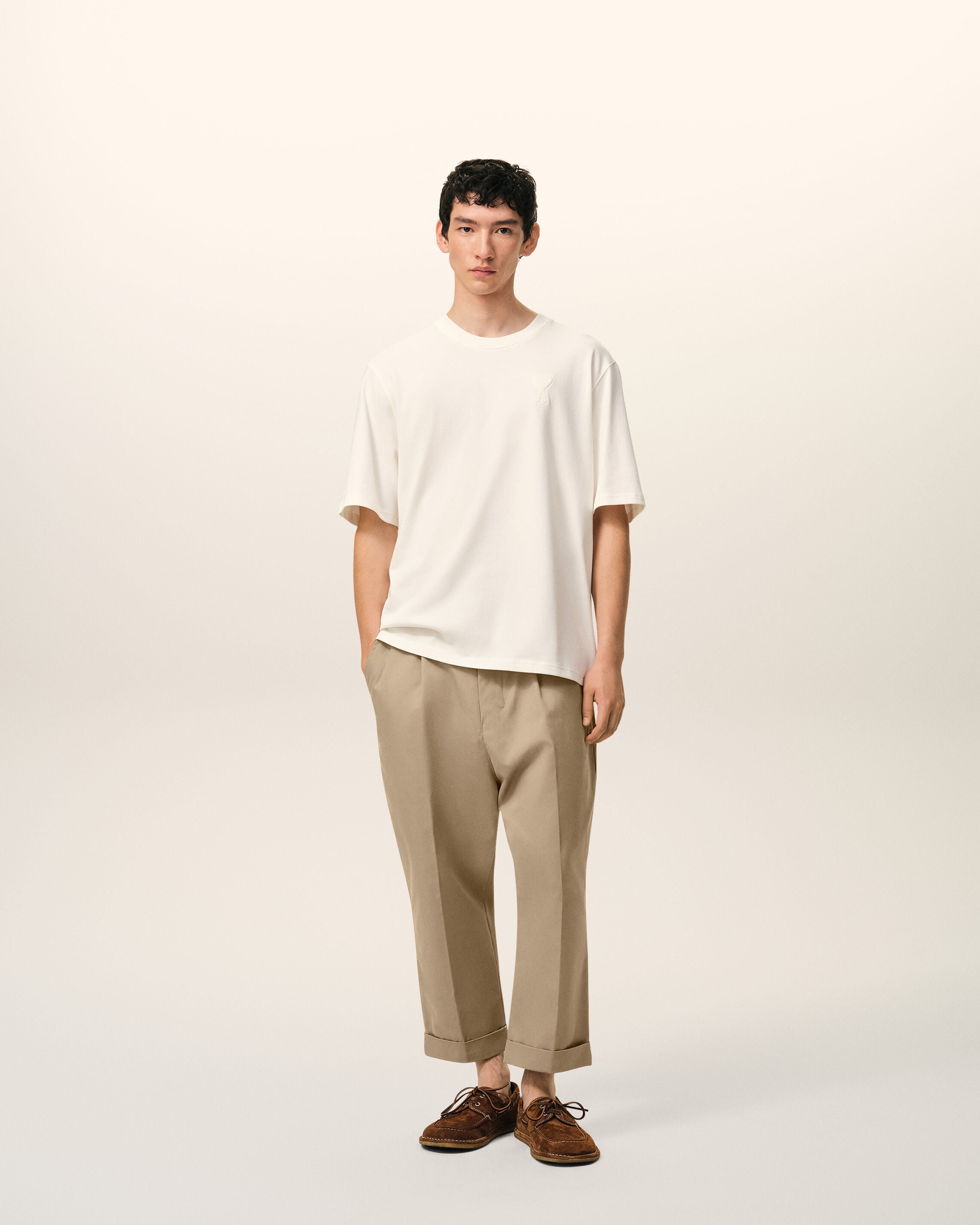 TAUPE BEIGE Beige Cotton Carrot Oversized Trousers | Ami Paris