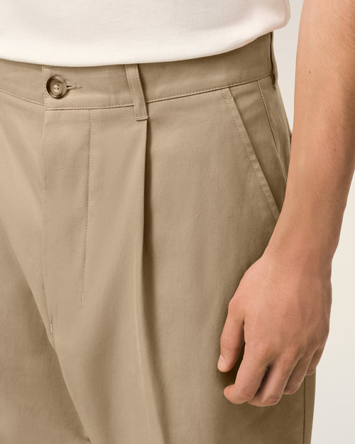 Pantalon Carotte Beige Oversize en Coton - 5 - Ami Paris