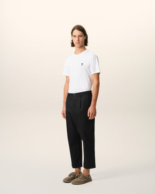 Pantalon Carotte Noir Oversize en Coton - 6 - Ami Paris