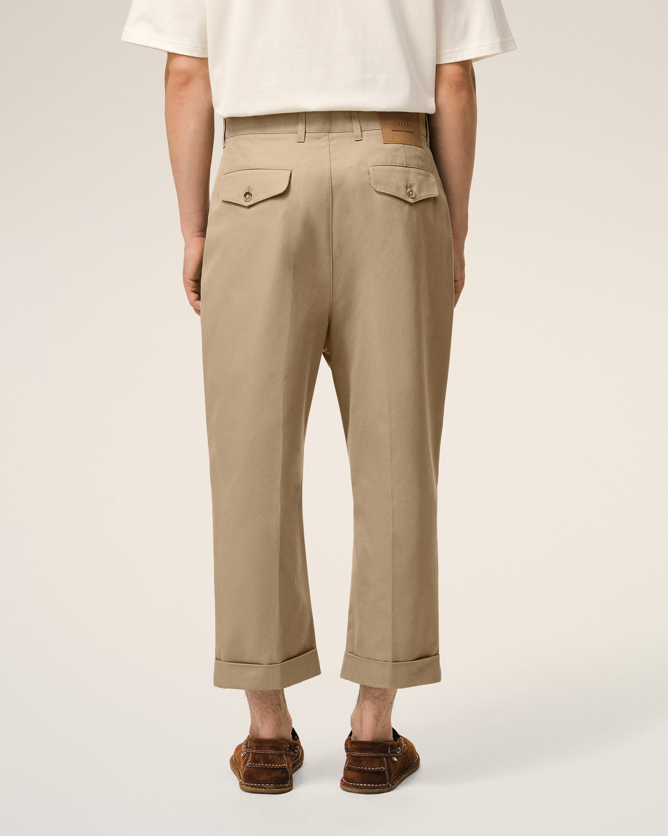Beige Cotton Carrot Oversized Trousers - 4