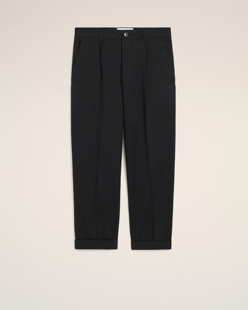 Black Cotton Carrot Oversized Trousers - Man - 1 - AMI Paris - Ami Paris