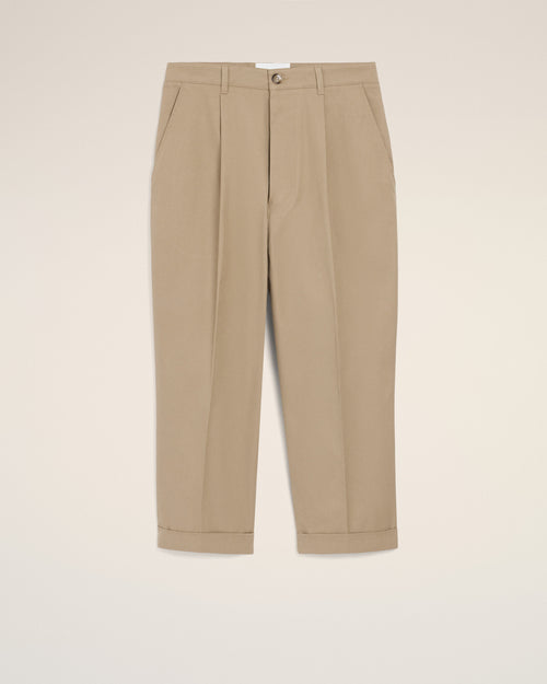 Pantalon Carotte Beige Oversize en Coton - 2 - Ami Paris