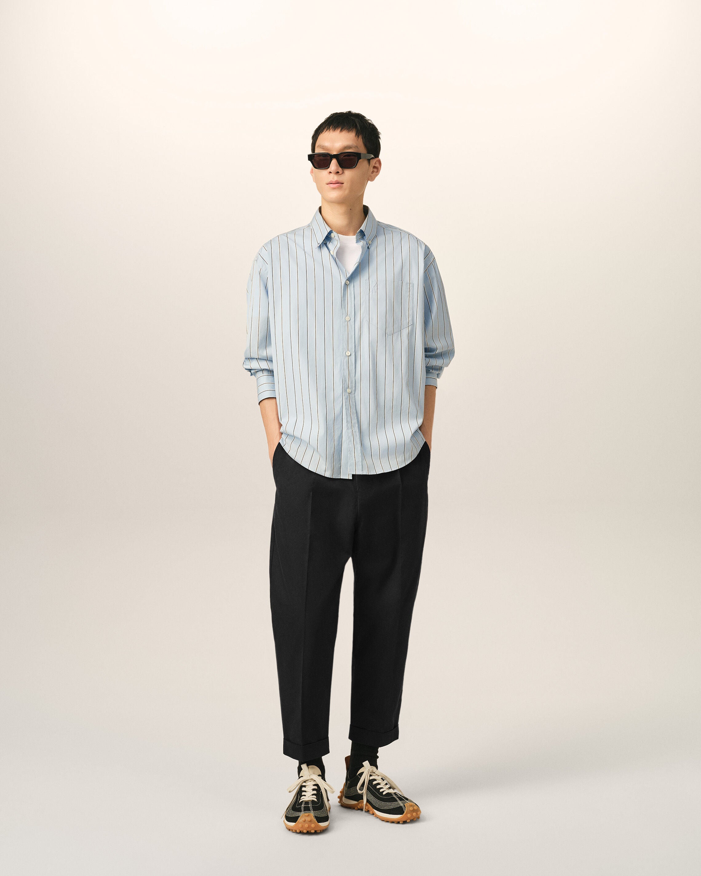 BLACK Black Cotton Carrot Oversized Trousers | Ami Paris