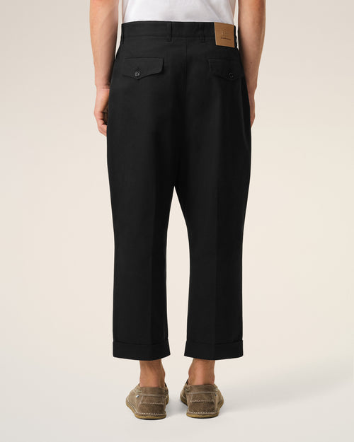 Black Cotton Carrot Oversized Trousers - 3 - Ami Paris