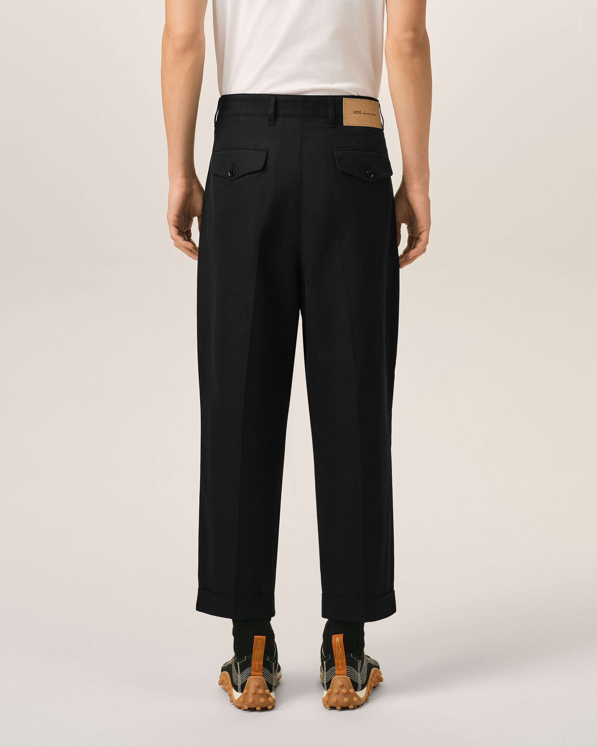 Black Cotton Carrot Oversized Trousers - 4