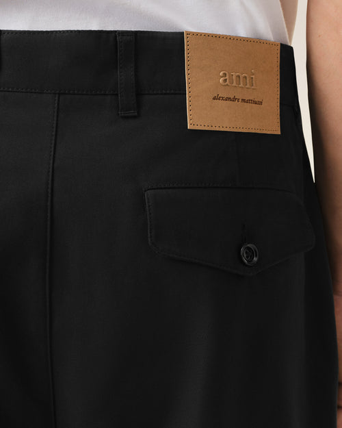 Pantalon Carotte Noir Oversize en Coton - 5 - Ami Paris