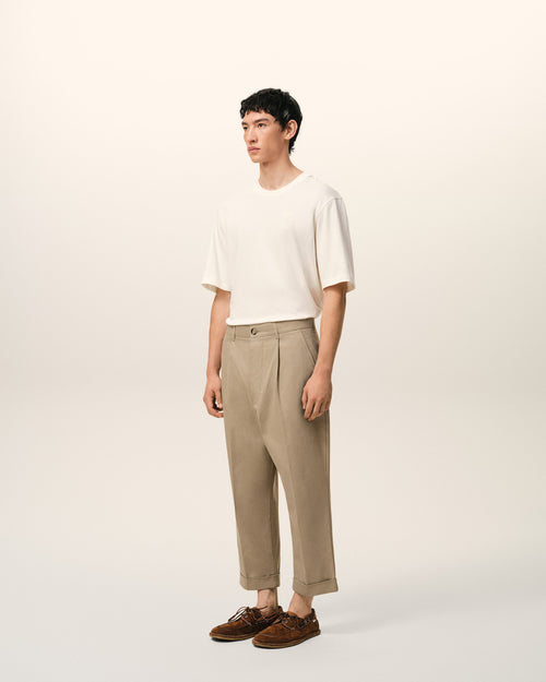Beige Cotton Carrot Oversized Trousers - 6 - Ami Paris