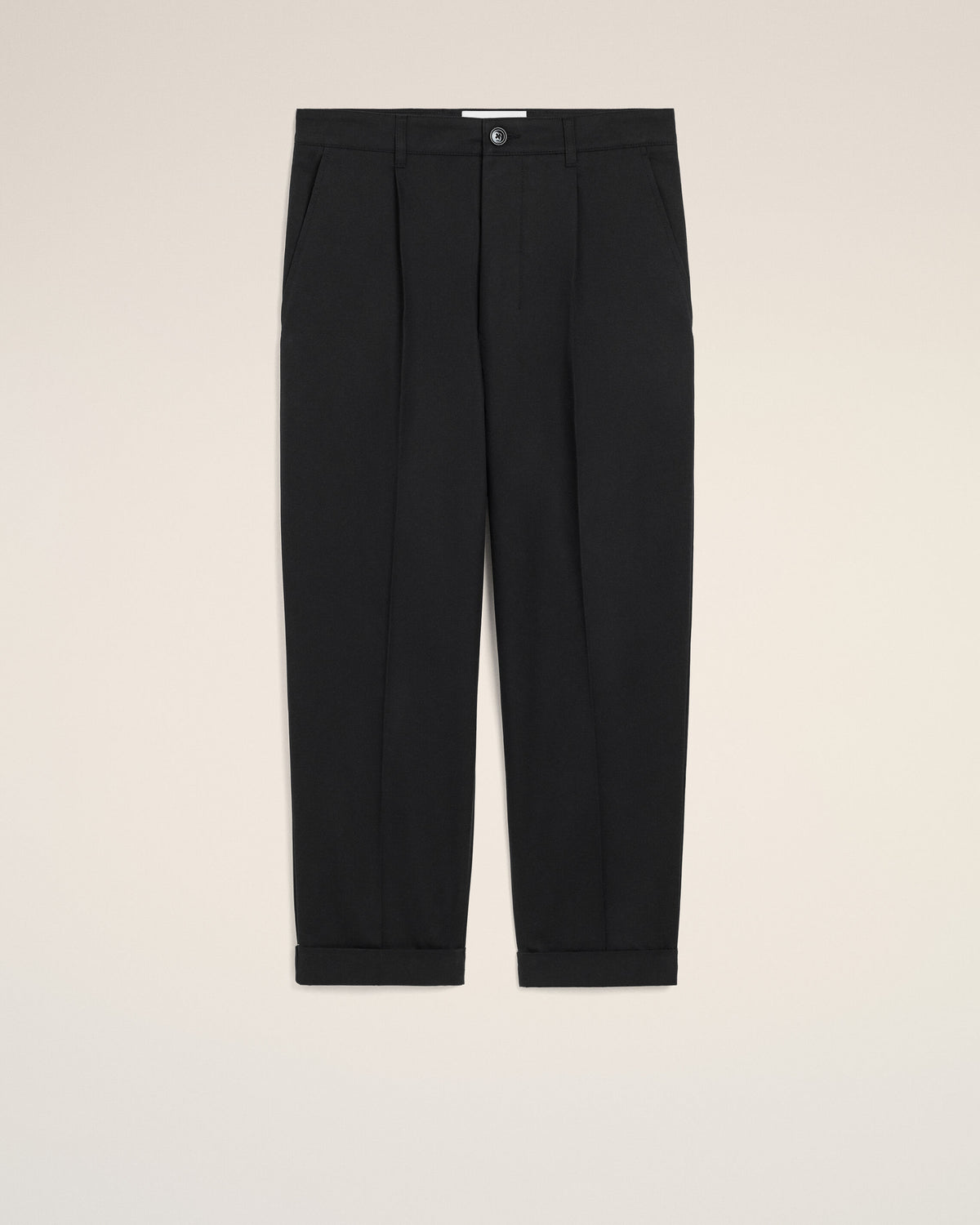 Black Cotton Carrot Oversized Trousers - 1