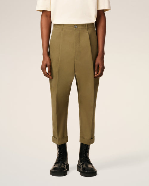 Green Cotton Carrot Oversized Trousers - 3 - Ami Paris