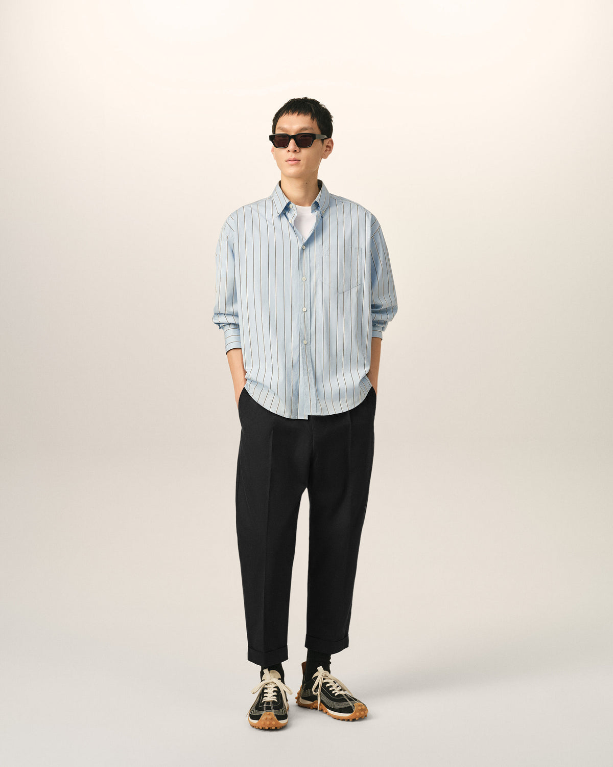 Black Cotton Carrot Oversized Trousers - 2