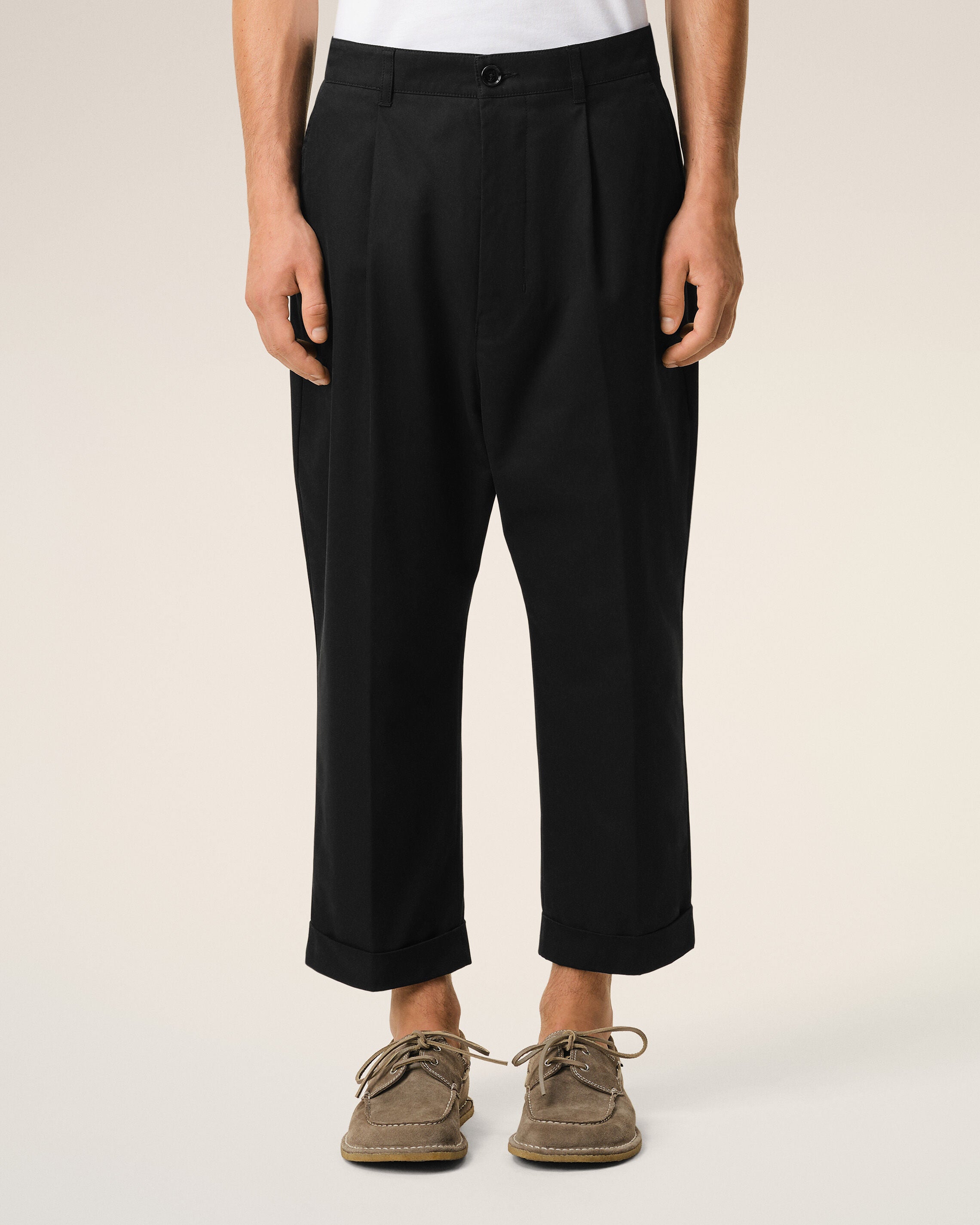 Black Cotton Carrot Oversized Trousers - 3