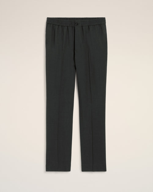 Black Wool Elasticated Waist Trousers - 2 - Ami Paris