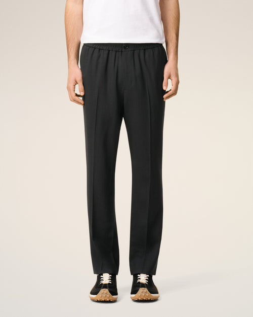 Black Wool Elasticated Waist Trousers - 3 - Ami Paris