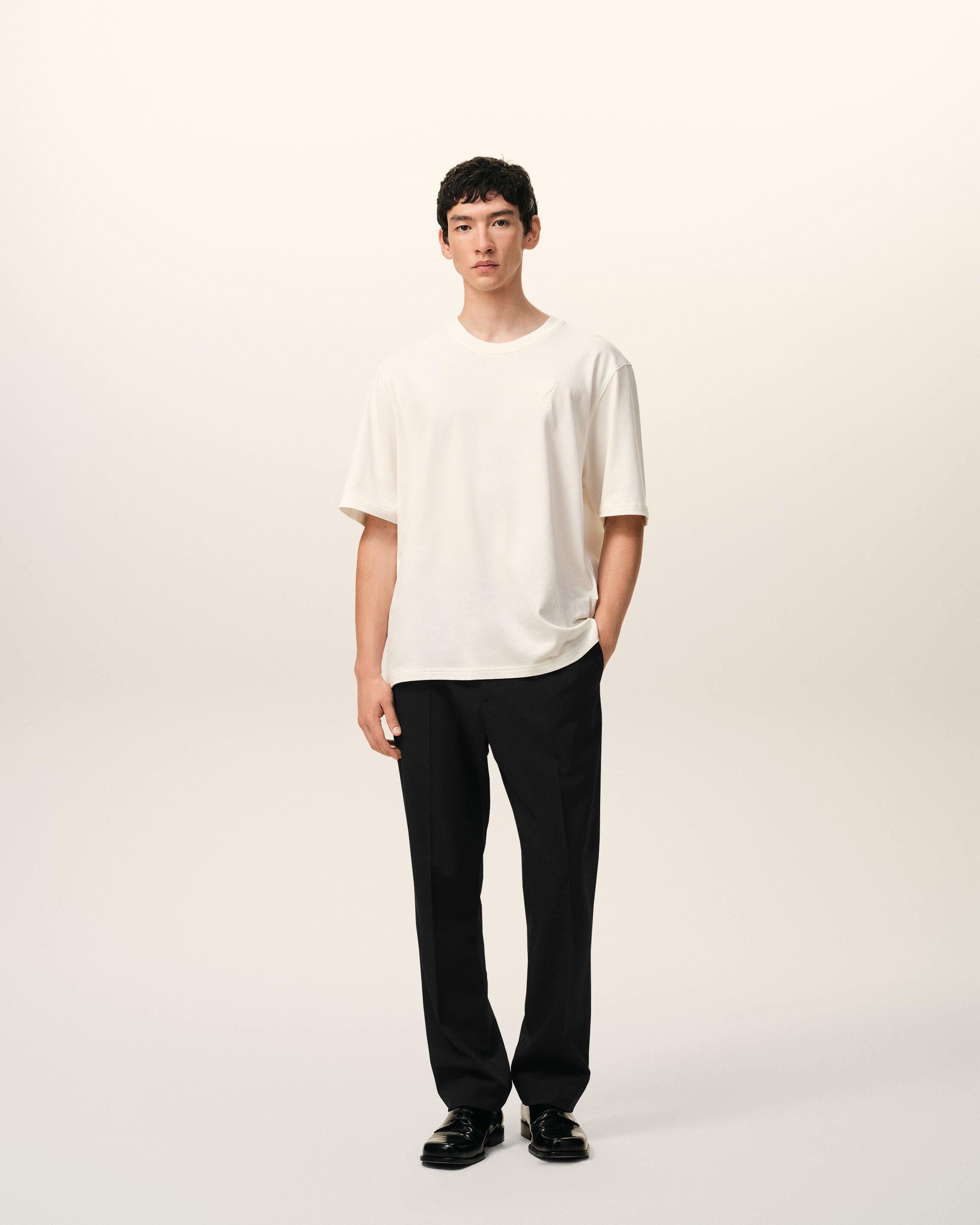 L新品 AMI Paris アミ エラスティック パンツ トラウザーズ ブラック ブラック ウール エラスティックウエスト パンツ ブラック | Ami Paris